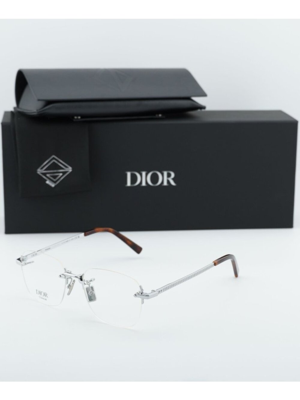Dior CD DIAMONDO S5U F000 Square Eyeglasses 52mm - Silver